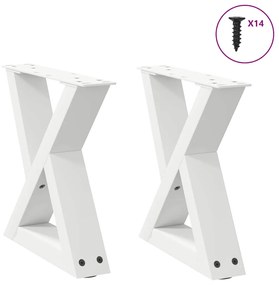 4012677 vidaXL Крака за масичка за кафе, 2 бр., бели, 30 x (30-31,3) см, стомана