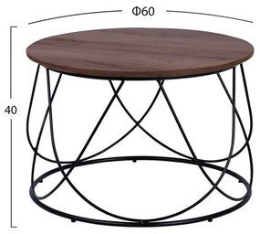 Кръгла холна маса HM8604 цвят орех-черен