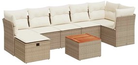 3325768 vidaXL Градински диван с възглавници, 8 части, бежов полиратан