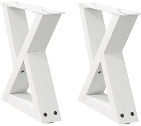 4012681 vidaXL Крака за масичка за кафе, 2 бр., бели, 40 x (30-31,3) см, стомана