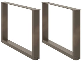4013163 vidaXL Крака за масичка за кафе, U-образни, 2 бр., естествена стомана, 60 x (42-43) см, стомана