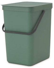 Кош за разделно събиране на боклук Brabantia Sort&Go 1003236, 25 л, Дръжка, Възможност за стенен монтаж, Тъмнозелен