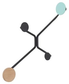 Черна ъглова закачалка за стена с детайли в ментово зелено Hook - Gazzda