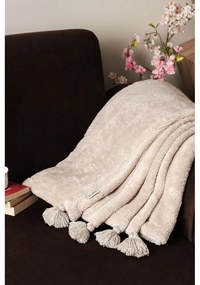 Светлокафяво покривало за легло от микроплюш 160x200 cm Puffy – Mijolnir