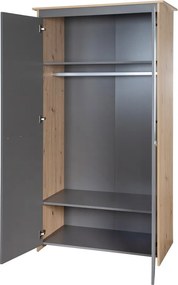 Детски гардероб в дъбов декор в антрацитен и естествен цвят 50x190x96 cm Anna – Roba