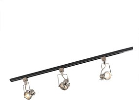 Интелигентна 1-фазна релса черна със стомана, вкл. 3 WiFi GU10 - Iconic Suplux