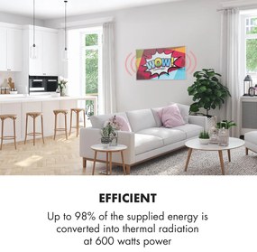Klarstein Wonderwall Air Art 60, инфрачервен нагревател, 101 x 60 см, 600 W, за стена, дистанционно управление