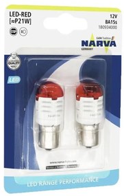 К-кт 2x LED Крушка за автомобил P21W BA15s/1,75W/12V червен - Narva 18093RPNVAB2