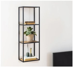 Черна/естествена стенна библиотека от декор от дъб 37x108 cm Seaford – Actona