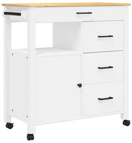 376111 vidaXL Кухненска количка "MONZA" 84x40x88,5 см борово дърво масив