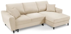 Бежов велурен разтегателен диван , десен ъгъл Moghan - Micadoni Home