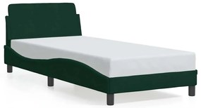 373095 vidaXL Рамка за легло Dover, тъмнозелена, 90x190 см, кадифе