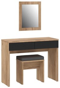 Тоалетка ERO + табуретка кафява/черна