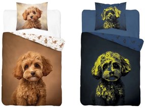 Памучно спално бельо за деца, светещо в тъмното - Симпатично малко куче Ширина: 140 см | Дължина: 200 см