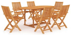 3059561 vidaXL Градински трапезен комплект, 7 части, тиково дърво масив