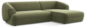 Зелен кадифен ъглов диван (десен ъгъл) Moana – Makamii