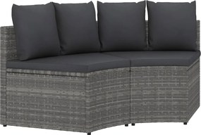 310468 vidaXL Градински комплект с възглавници, 2 части, полиратан, сив