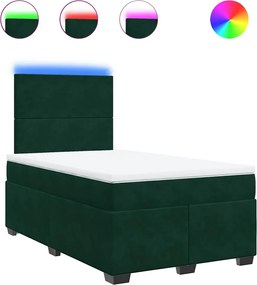 3293179 vidaXL Боксспринг легло с матрак, тъмнозелено, 120x200 см, кадифе
