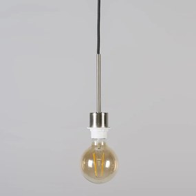 Модерен висящ аплик стомана и черен с абажур 45 см таупе - Combi