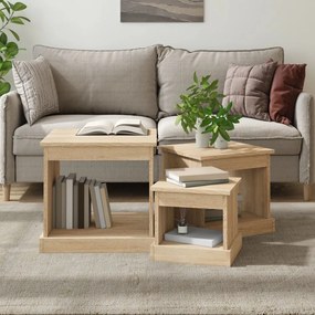816491 vidaXL Кафе маси, 3 бр, дъб сонома, инженерно дърво
