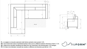 Тъмносив разтегателен ъглов диван от рипсено кадифе (ляв ъгъл) Lofty Lilly – Miuform