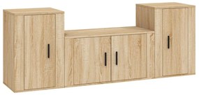 3188505 vidaXL Комплект ТВ шкафове от 3 части, сонома дъб, инженерно дърво