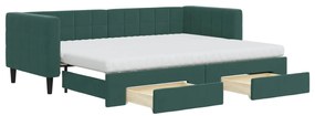 3196758 vidaXL Канапе изтеглящо легло и чекмеджета тъмнозелен 80x200 см кадифе