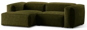 Зелен ъглов диван от рипсено кадифе (ляв ъгъл) Bergano – Cosmopolitan Design