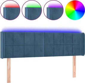 3123288 vidaXL LED горна табла за легло, тъмносиня, 147x16x78/88 см, кадифе