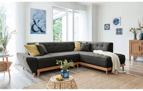 Тъмно сив ъглов разтегателен диван десен ъгъл Dazzling Daisy - Miuform