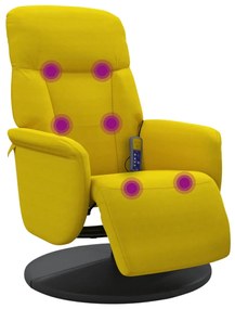 356698 vidaXL Масажен реклайнер стол с поставка за крака, жълт, кадифе