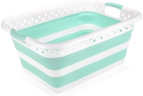 Бяло и тюркоазено сгъваемо кошче за пране - Addis