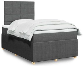 3292024 vidaXL Боксспринг легло с матрак, тъмносиво, 120x200 см, плат