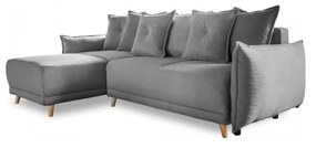 Ъглов разтегателен диван от сив велур (променлив) Lazy Lukka - Miuform