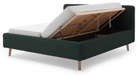 Зелено легло от велур с решетка и място за съхранение , 160 x 200 cm Mattis Cord - Meise Möbel