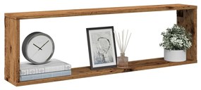 856582 vidaXL Стенни кубични рафтове, 2 бр, старо дърво, 100x15x30 см
