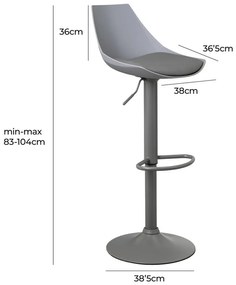Сиви бар столове в комплект от 2 бр. с регулируема височина от имитация на кожа (височина на седалката 56,5 cm) – Casa Selección