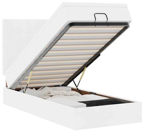 3313831 vidaXL Османска легло с матрак&LED, бяло, 90x200 см, изкуствена кожа