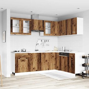 3328575 vidaXL Комплект кухненски шкафове, 11 части, "Lyon", старо дърво, инженерно дърво