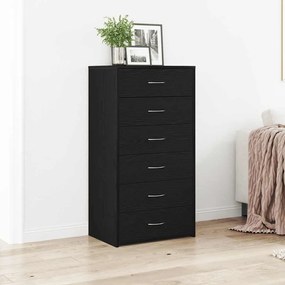 Sonata H Сайдборд с 6 чекмеджета черен дъб 50x34x96 см инженерно дърво
