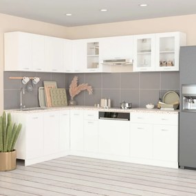 3067664 vidaXL Комплект кухненски шкафове, 11 части, "Lyon", бяло инженерно дърво