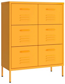 336146 vidaXL Шкаф с чекмеджета, горчица, 80х35х101,5 см, стомана