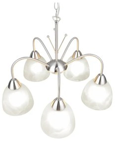 Бяло-сребристо висящо осветително тяло със стъклен абажур ø 55 cm Dobby – Trio