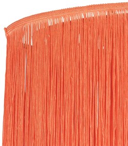 Ориенталска таванна лампа златиста с розов абажур с ресни - Franxa