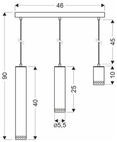Висяща лампа с метален абажур в черно и златисто 6x46 cm Tubo - Candellux Lighting