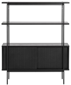 Черна библиотека от декор от ясен с плъзгащи се врати 94x114 cm Angus – Actona