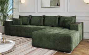 Разтегателен ъглов диван с подлакътник етажерка Мелвин Спринг