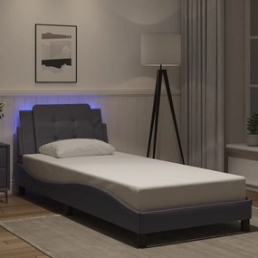 3214078 vidaXL Рамка за легло с LED без матрак Zadar сива 90x190 см