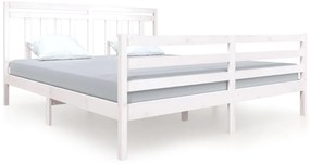 3100670 vidaXL Рамка за легло бяла 180x200 см Super King дърво масив