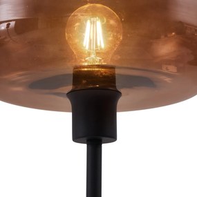 Ретро подова лампа черна с бронзово стъкло - Bizle
